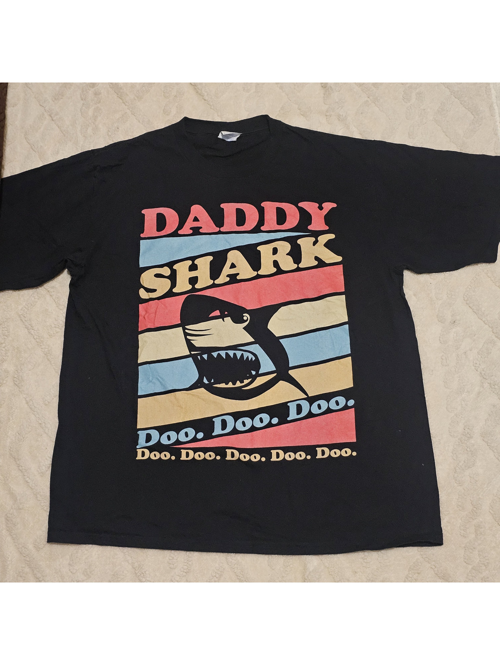 Port & Company Retro Daddy Shark Black T-Shirt L
